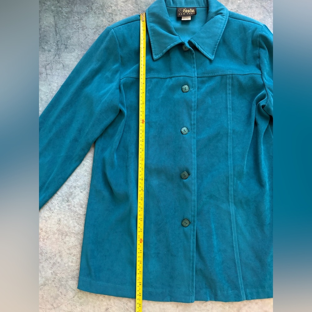Vintage David Paul New York Teal Suede Women's Button-Front Jacket - Picture 4 of 7